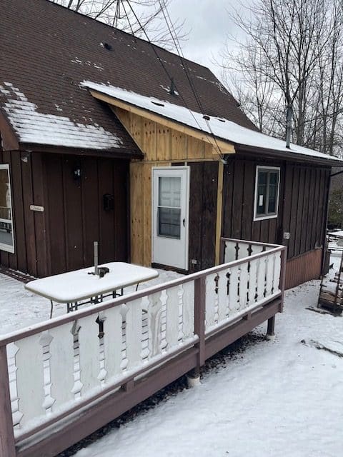 View of expertly restored decorative elements on a Uniondale home's facade, showcasing Commonwealth Maintenance's quality craftsmanship