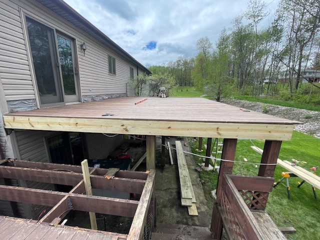 Close-up view of newly installed decking boards and modern railing system by Commonwealth Maintenance, enhancing safety and aesthetics in Vandling, PA